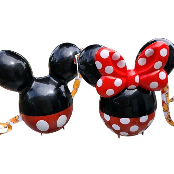 DISNEY PARK MICKEY MINNIE MOUSE POPCORN BUCKET SOUVENIR BALLOON RED POLKA DOT - Picture 1 of 12